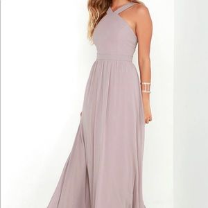 LULUS AIR OF ROMANCE TAUPE MAXI DRESS